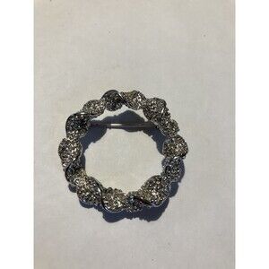 VINTAGE EMMONS SILVER TONE TWISTED WREATH BROOCH PIN
